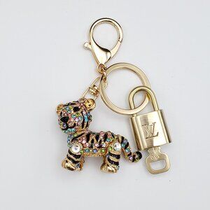 Authentic Louis Vuitton Lock & Key with Unbranded Tiger Bagcharm, Keychain